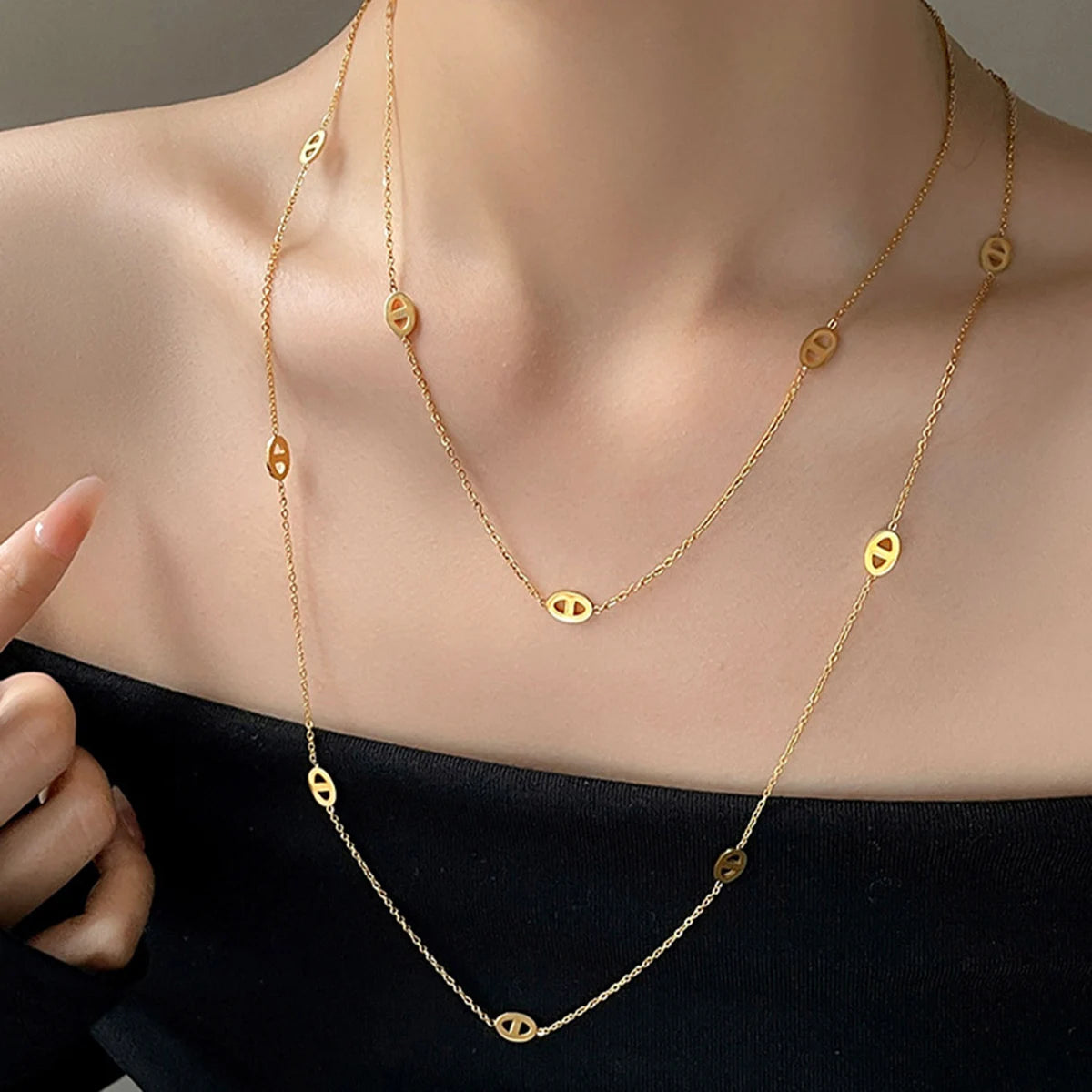 Collier Long Breloque Marine – Acier Inoxydable