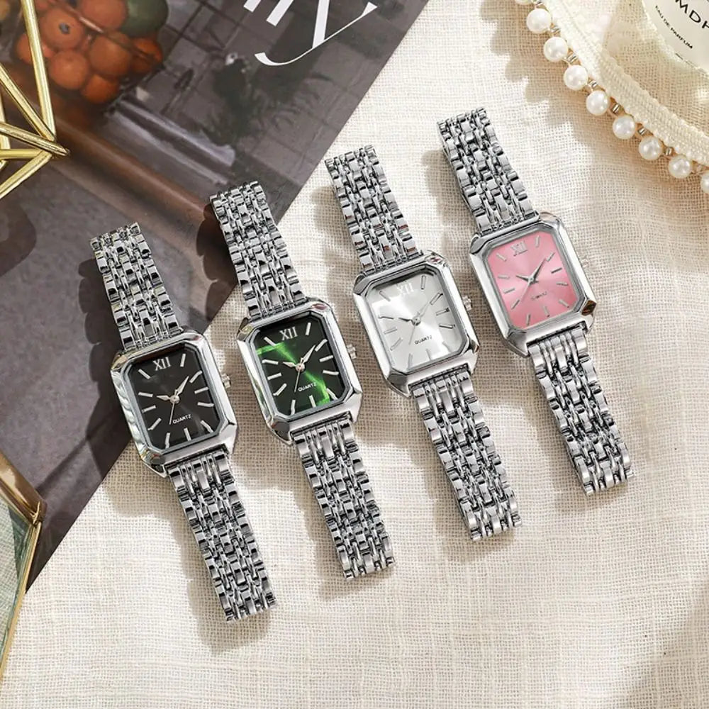 Montre Femme Quartz Bracelet Acier – Strass & Élégance