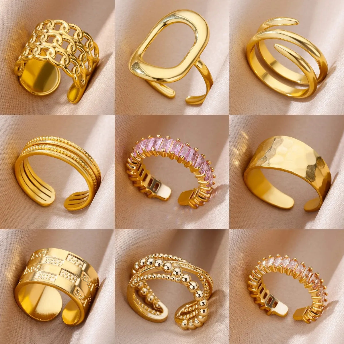 Bague Dorée Acier Inoxydable 316L – Anti-Décoloration