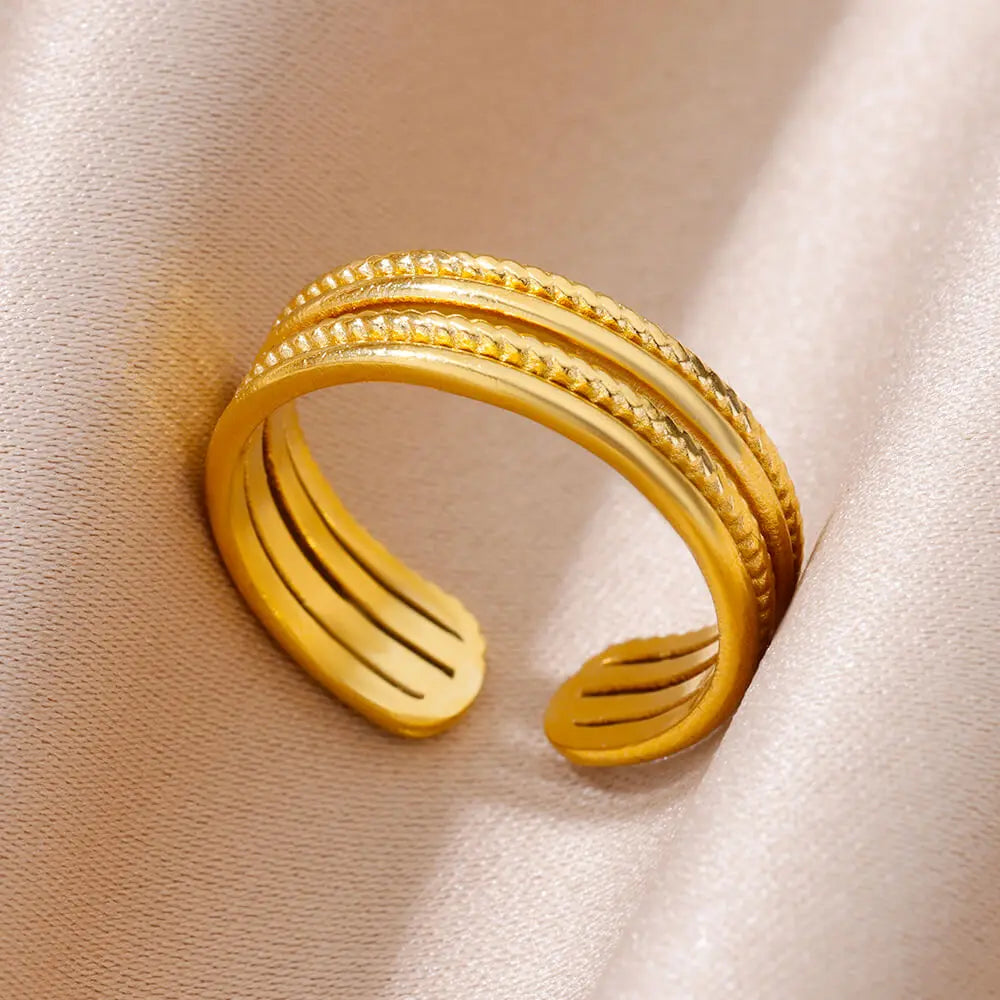 Bague Dorée Acier Inoxydable 316L – Anti-Décoloration
