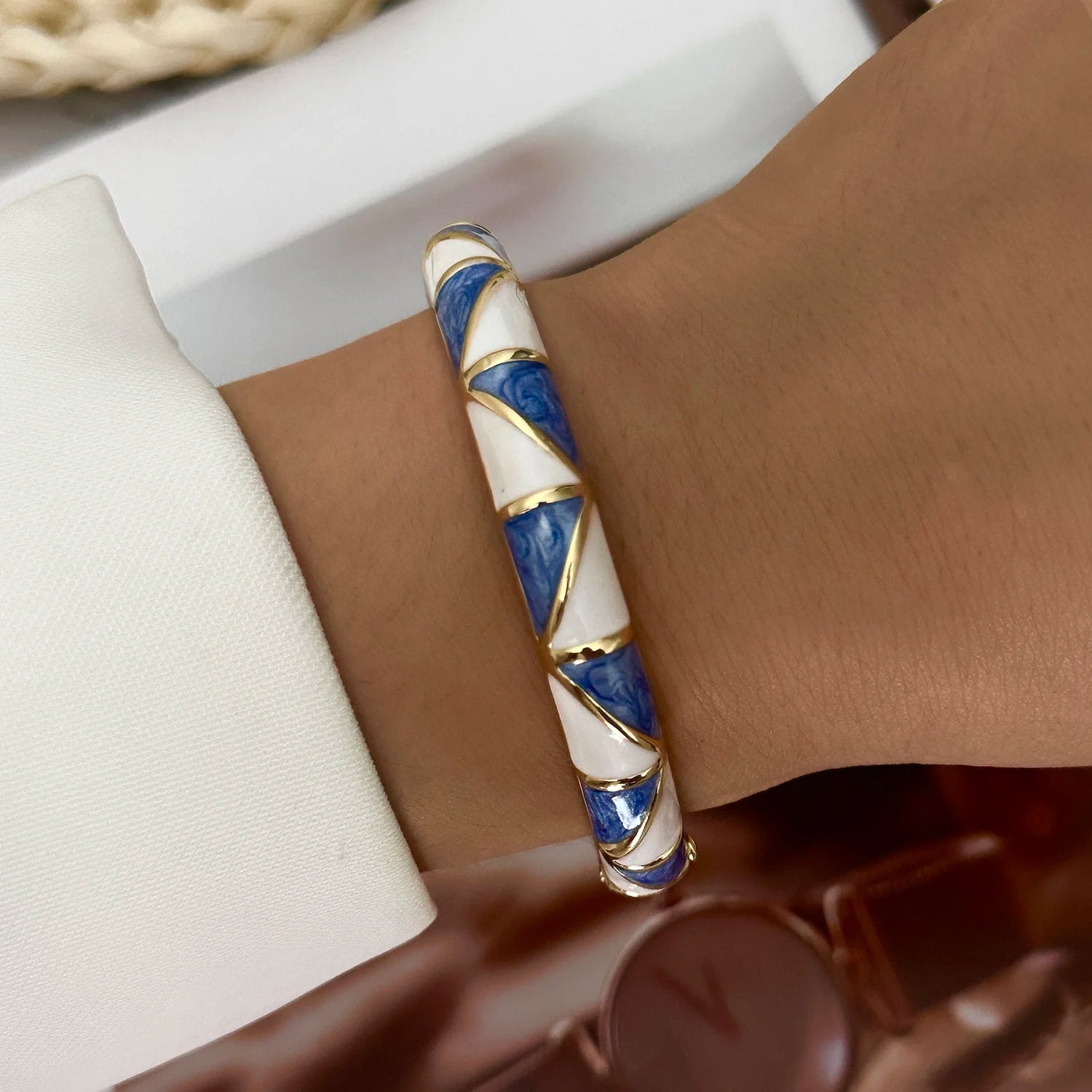 Jonc Cloisonné Fleurs Colorées – Style Doré
