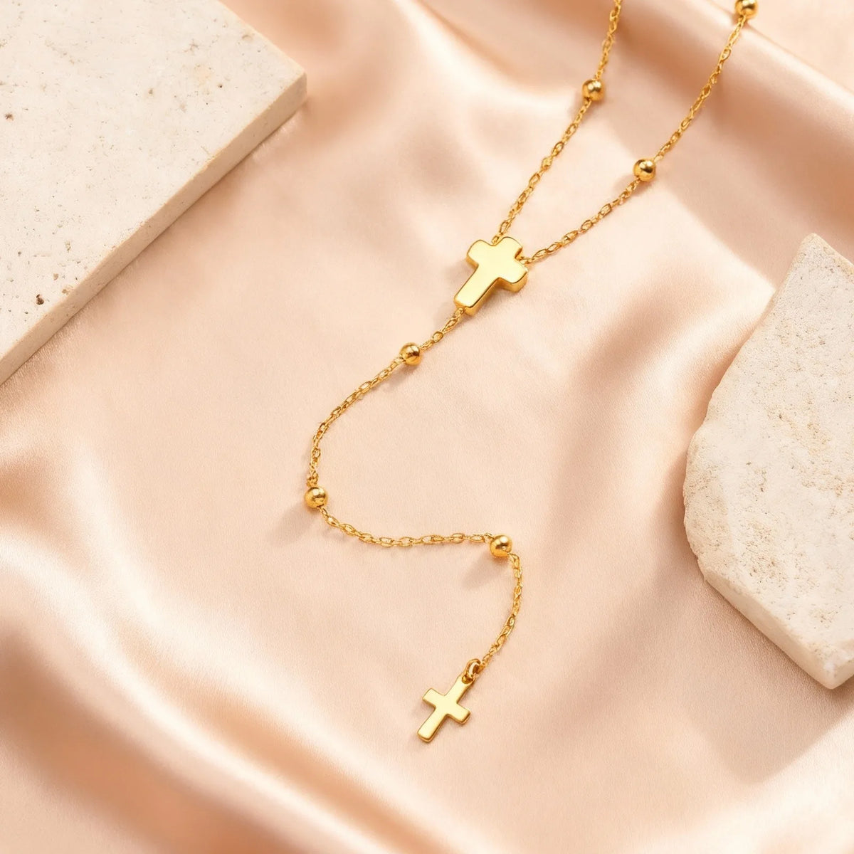 Collier Croix Religieuse en Y – Acier Inoxydable