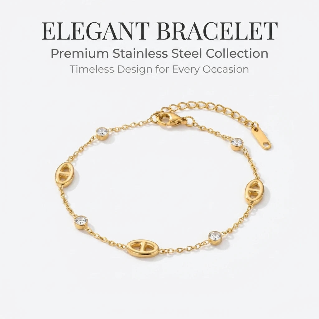 Jonc Élégant Zircon | Style Français – Acier Inoxydable