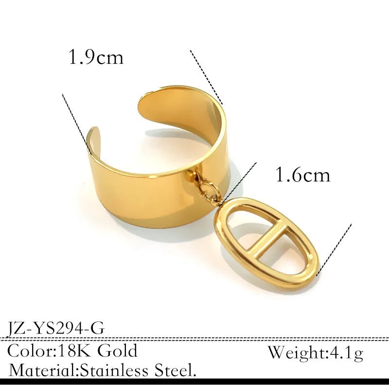 Bague Ouverte Géométrique en Acier Inoxydable