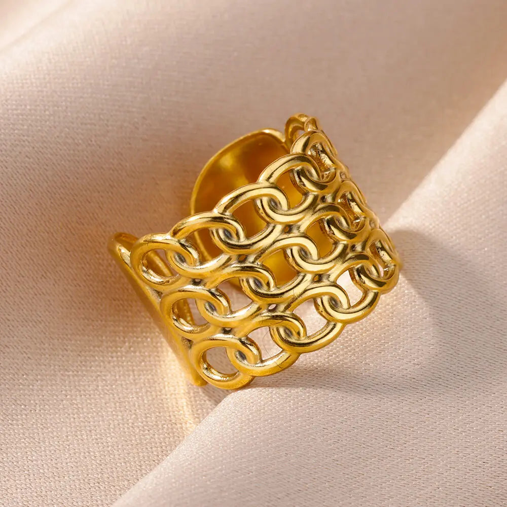 Bague Dorée Acier Inoxydable 316L – Anti-Décoloration