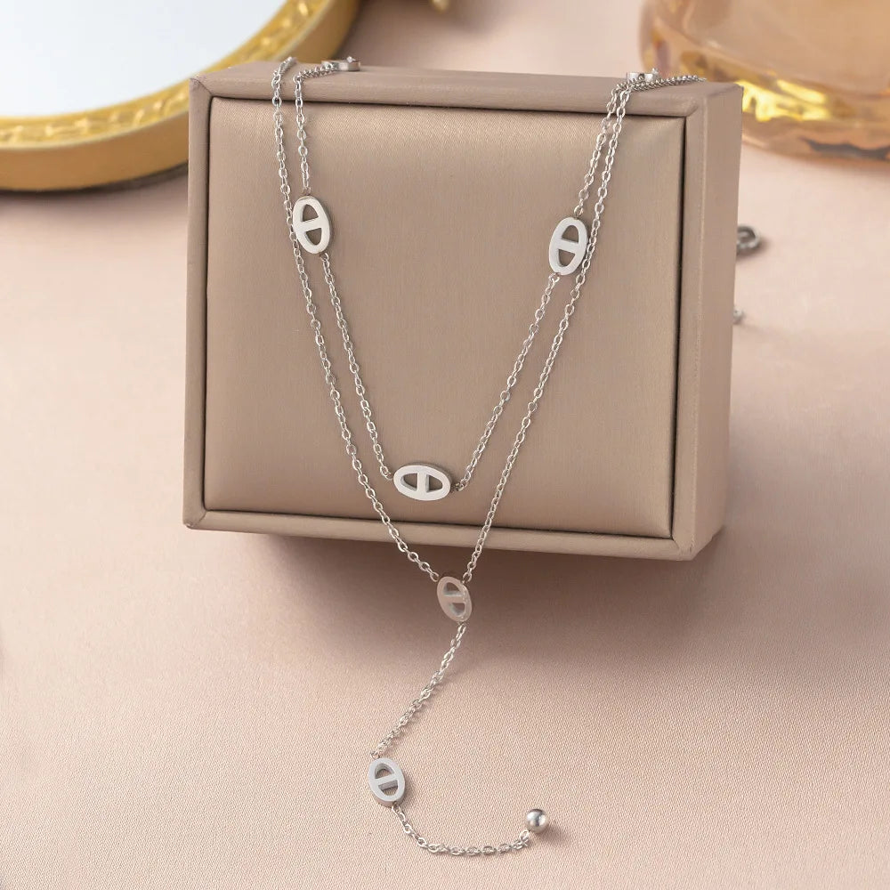 Collier Long Breloque Marine – Acier Inoxydable