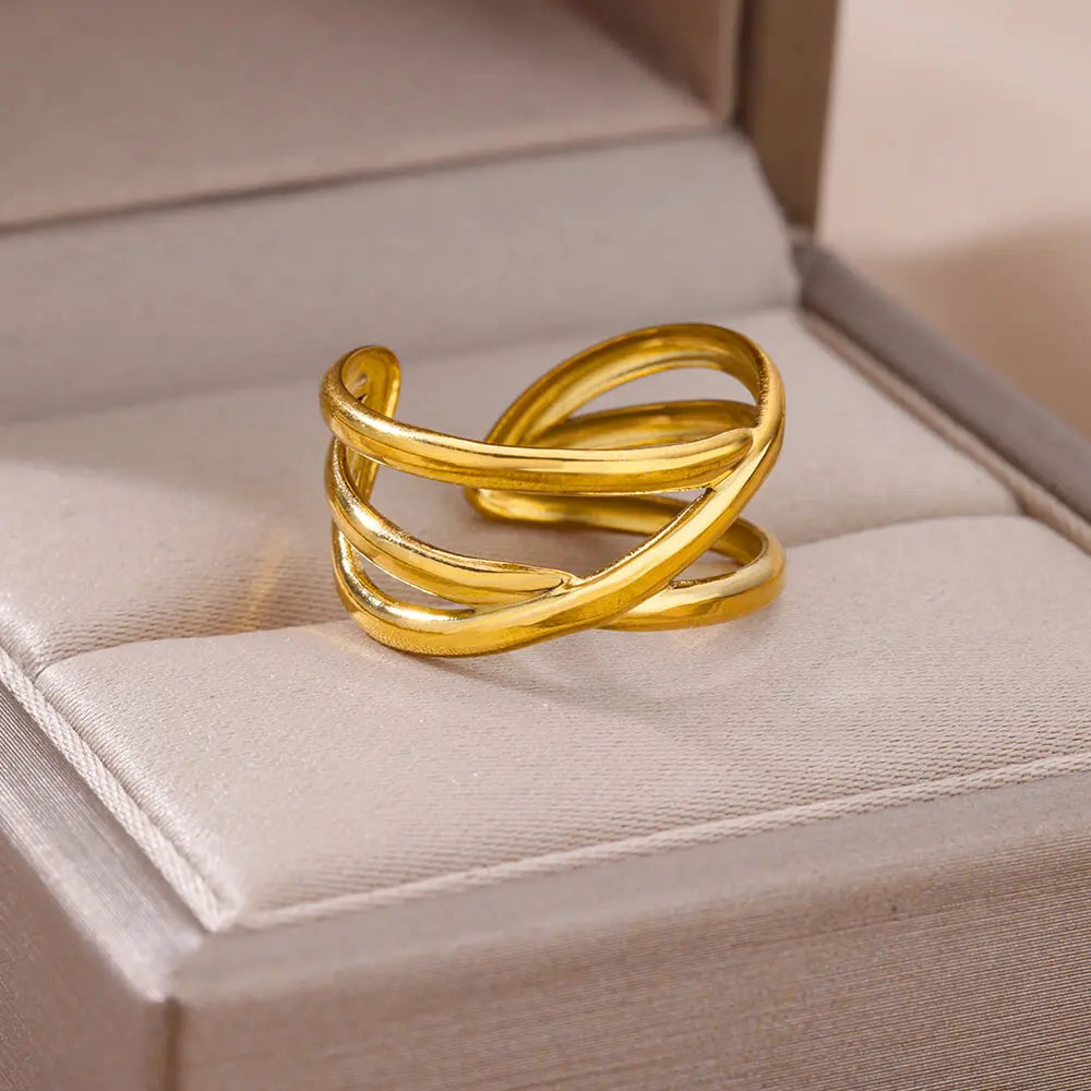 Bague Dorée Acier Inoxydable 316L – Anti-Décoloration