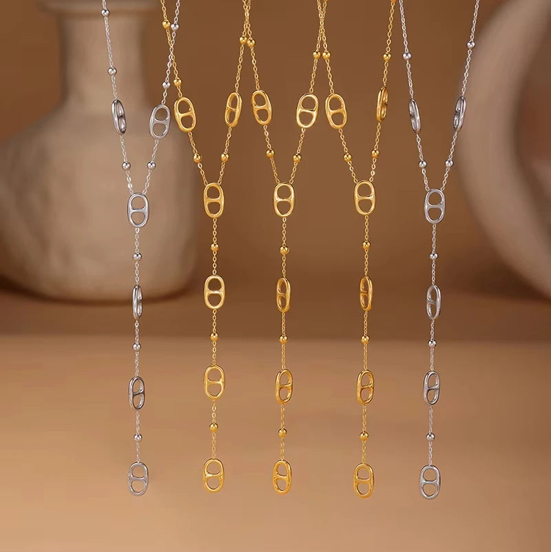 Collier Long Breloque Marine – Acier Inoxydable