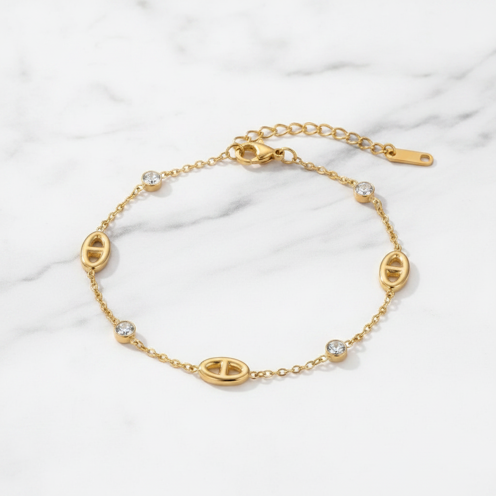 Jonc Élégant Zircon Flat Lay Marbre